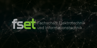 fset_digital Logo Fachschaft vor Hintergrund aus Strichen und Punkten