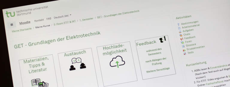 Zu erkennen ist ein Screenshot der E-Room-Seite für GET.